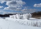 Взрывные работы на Нижней Тунгуске. Скриншот видео ГУ МЧС России по Иркутской области