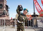 Участник акции «Рекорд Победы». Фото пресс-службы правительства Иркутской области