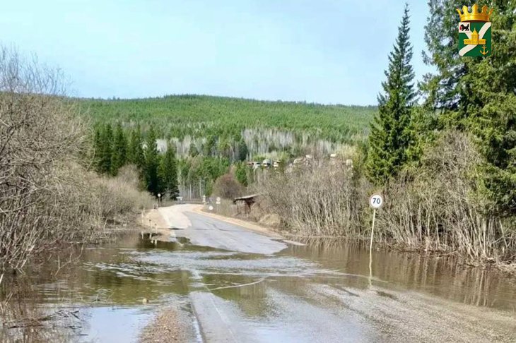 Подтопленная дорога. Фото из телеграм-канала мэра УКМО Сергея Анисимова