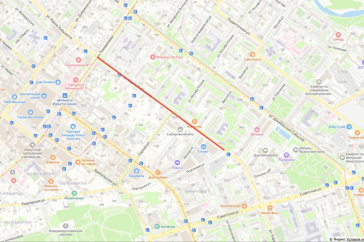 Место ограничения движения. Схема сделана в Яндекс. Конструктор карт